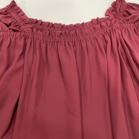 Cece Burgundy Statement Sleeve Blouse - Picture 2 of 7
